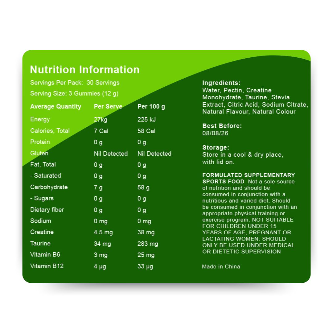 Creatine Monohydrate Gummies - 1 Month Bottle - 90 Gummies